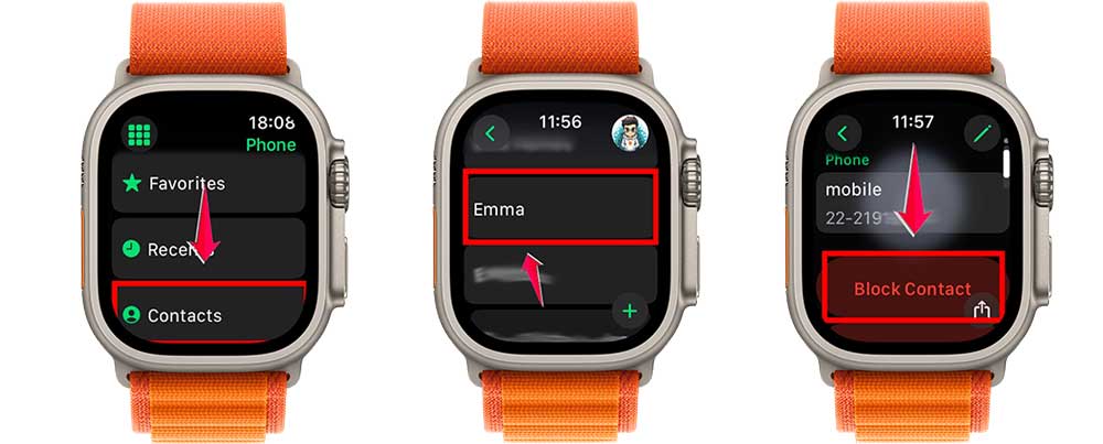 Block Saved Contact on Apple Watch
