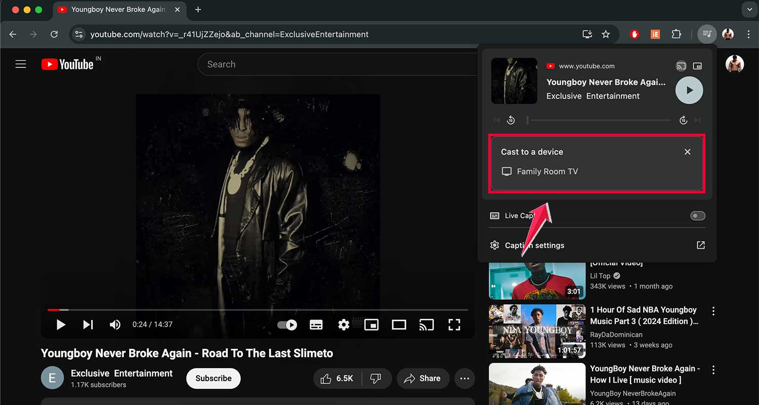 cast to a device connect the family tv mac