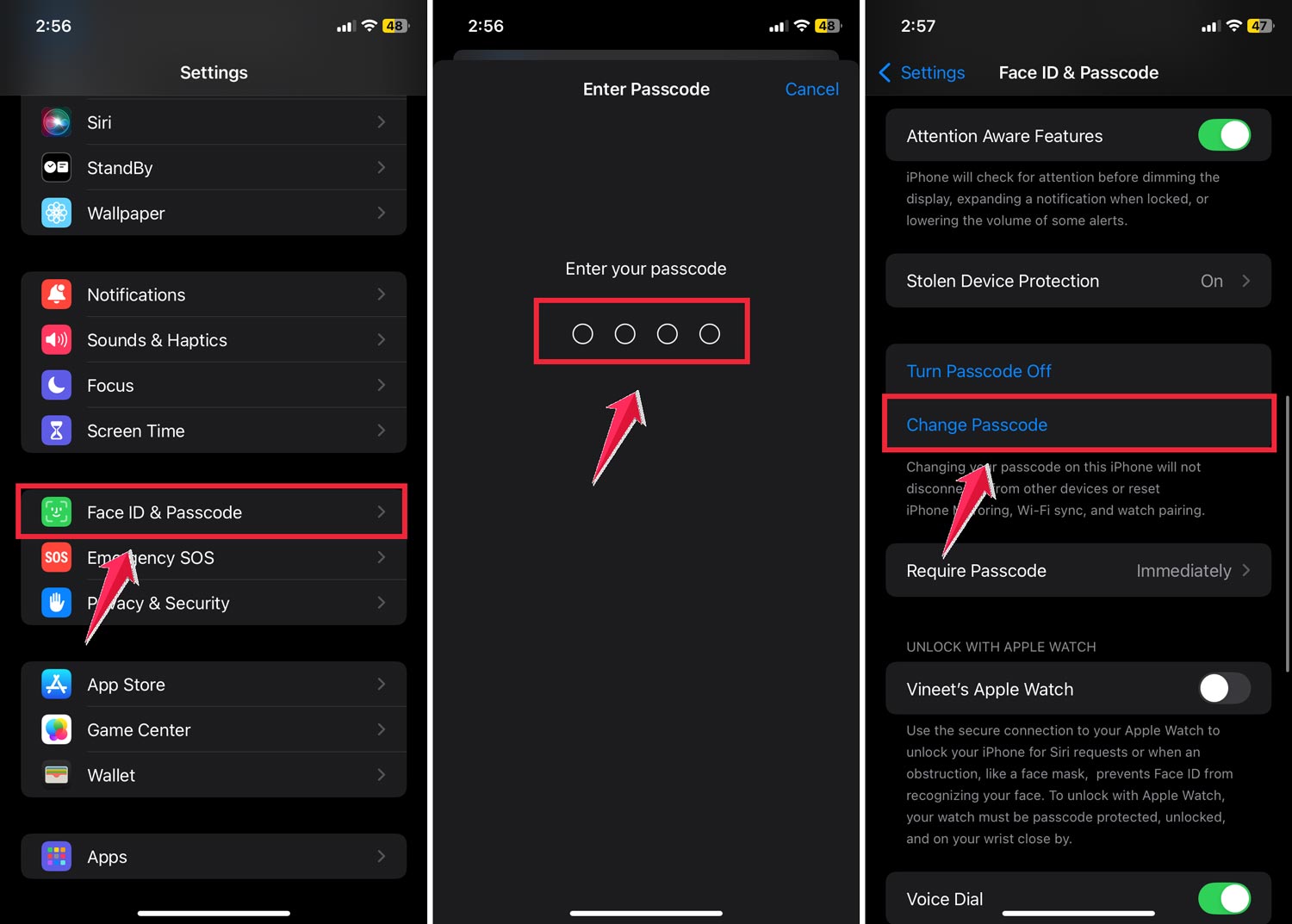 change passcode iphone settings
