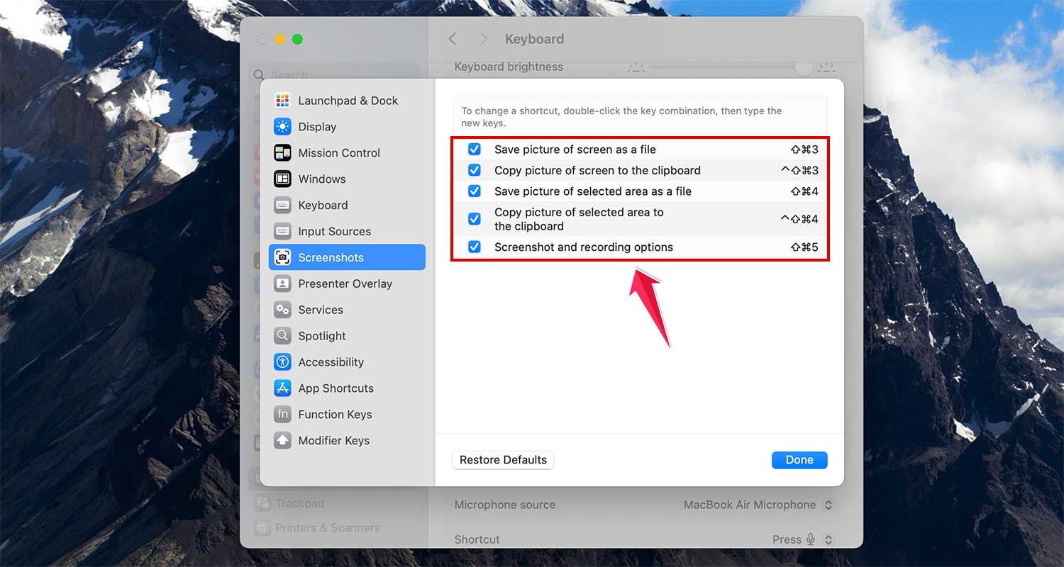 check all options in screenshots in keyboard settings in mac check all options in screenshots in keyboard settings in mac