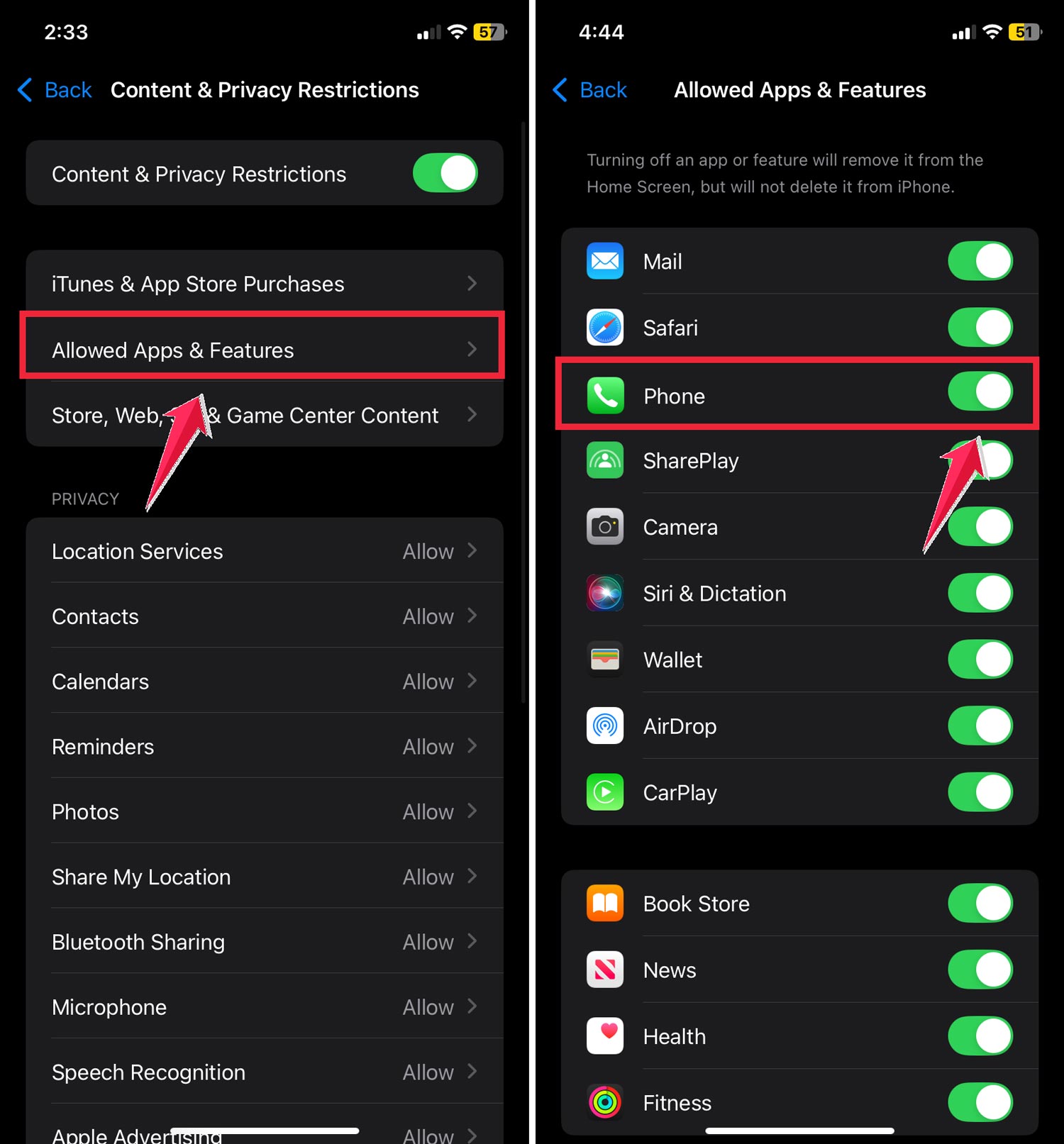 check for restrictions