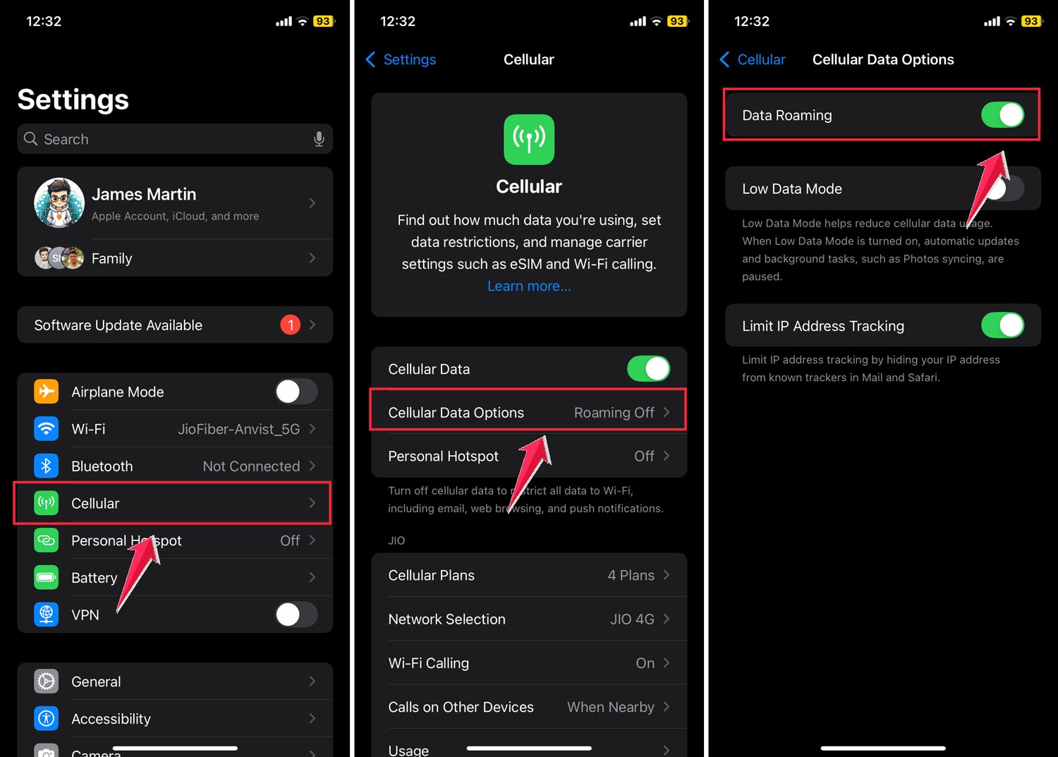 check roaming settings
