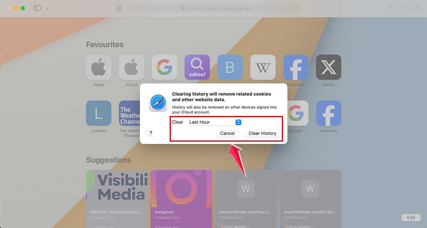 choose time and click clear history in safari in mac choose time and click clear history in safari in mac