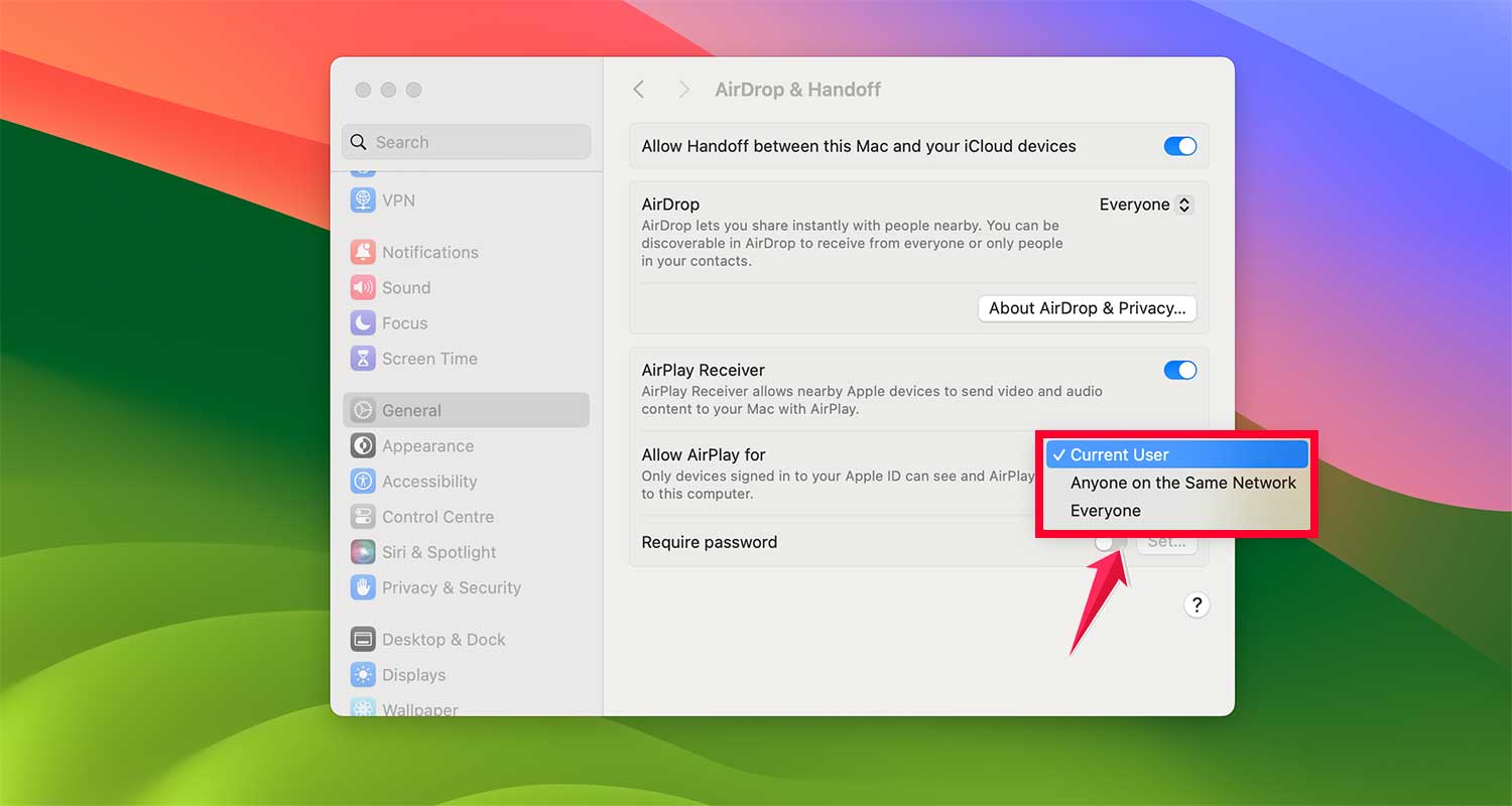 choose who can use airPlay