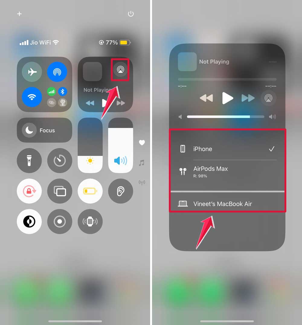 click on airplay icon then select the device unpair