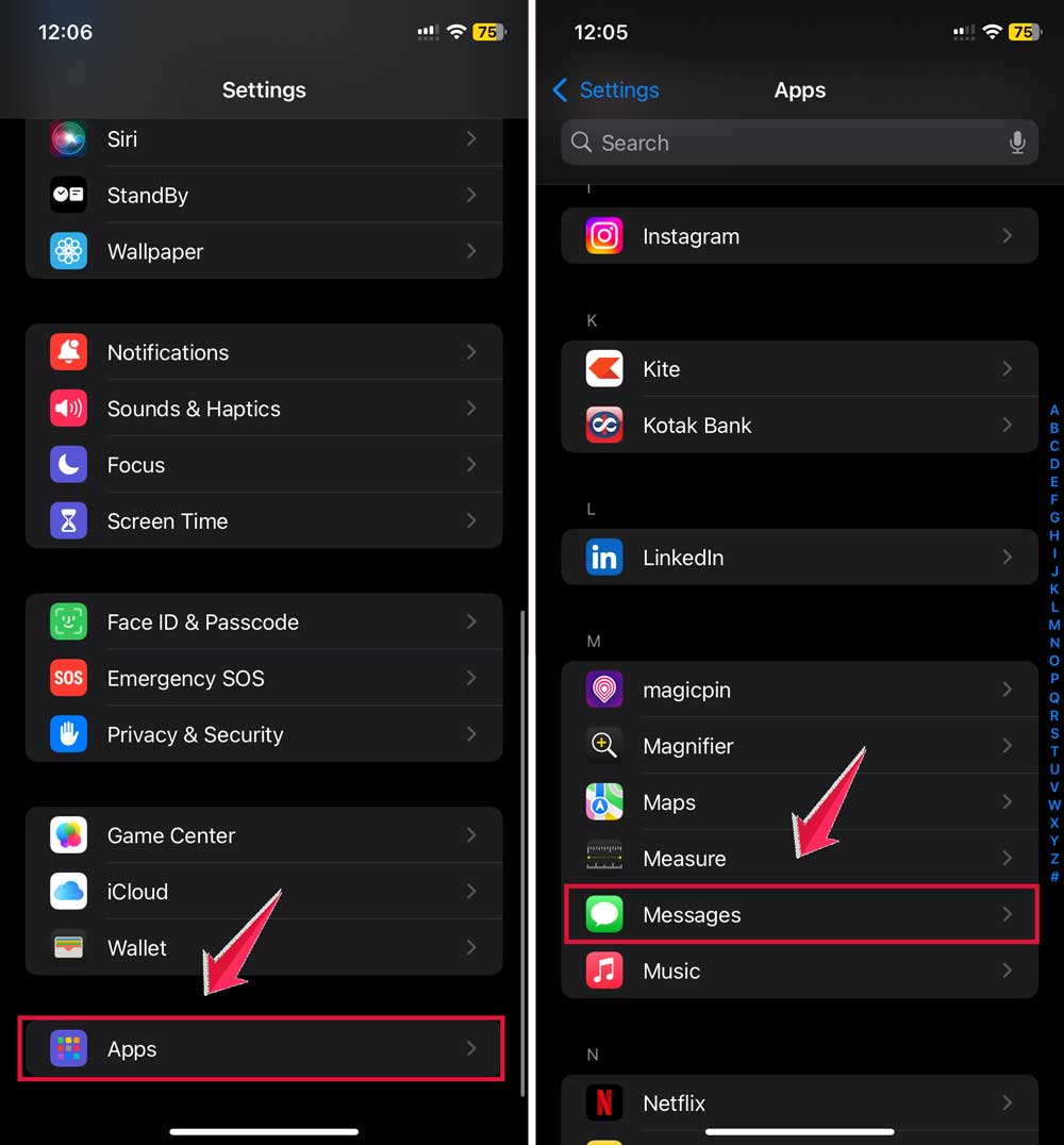 click on apps then tap on messages xl