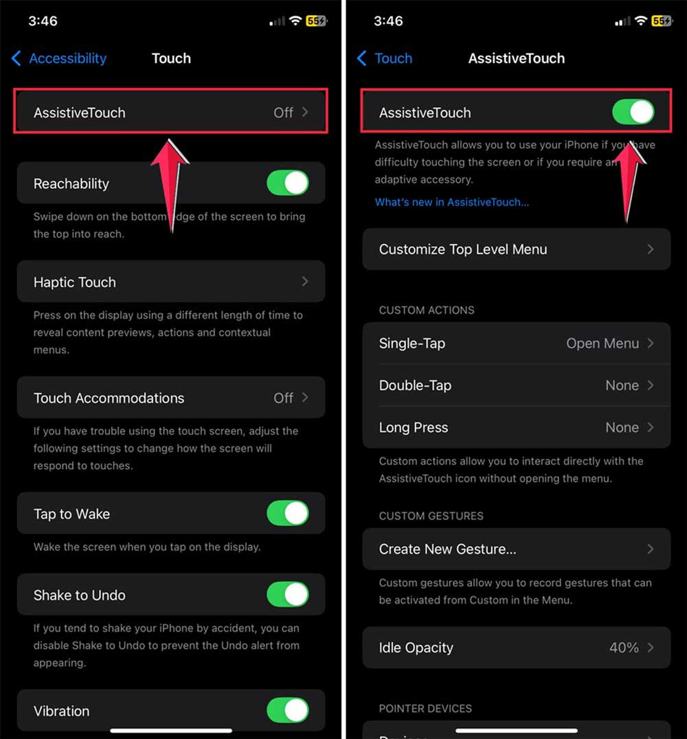 click on assistive touch then turn on assistive touch