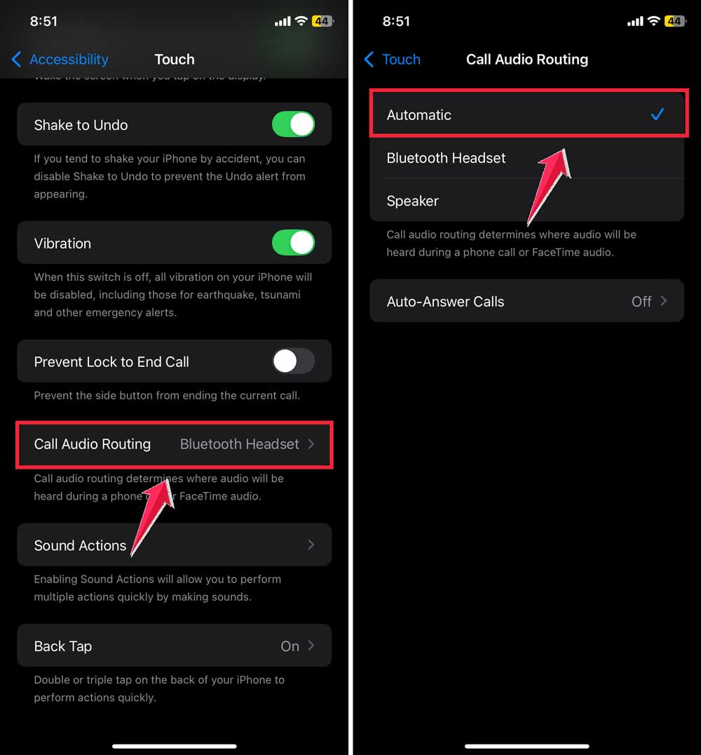 click on audio routing then select automatic