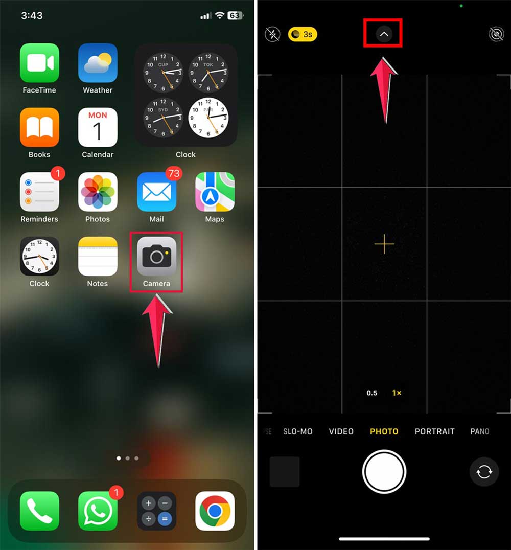click on camera then tap on arrow button