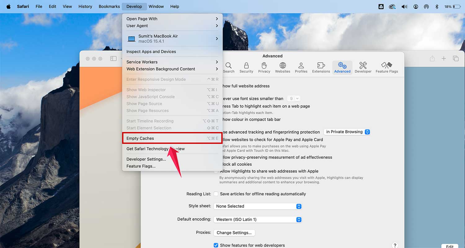 click on develop and then click on empty caches in menu bar in safari in mac