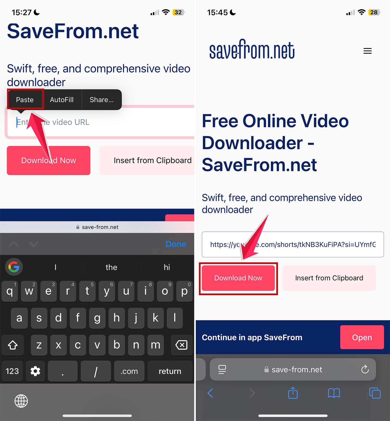 click on download now for youtube video in iphone
