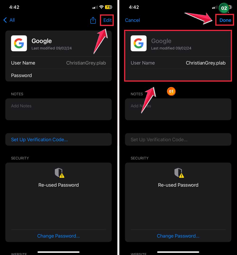 click on edit then edit details then tap on done