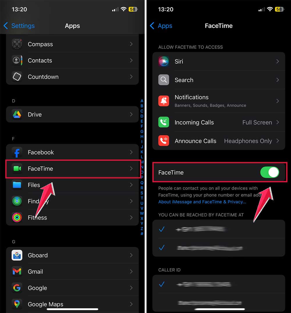 click on facetime then turn on facetime xll
