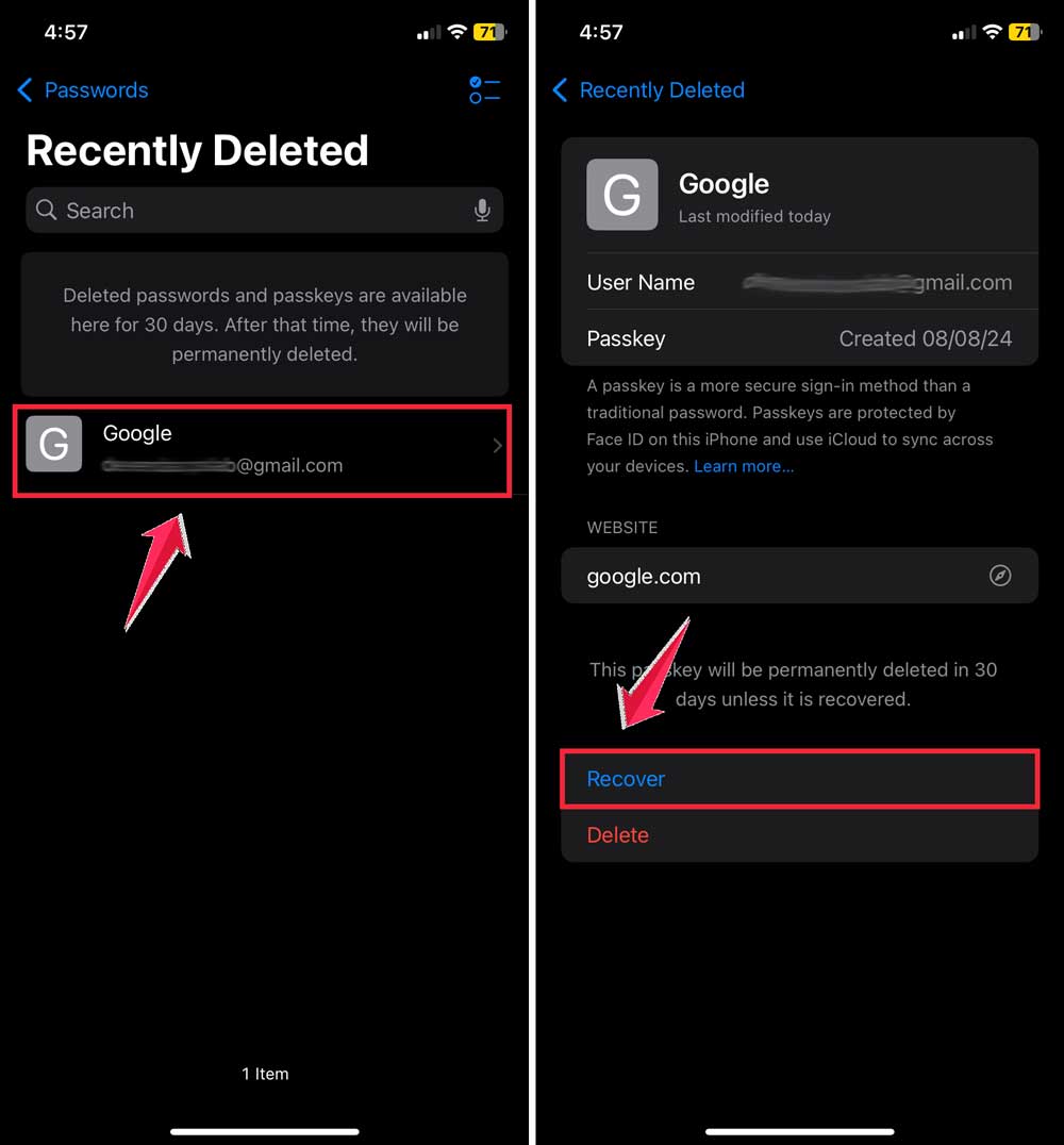 click on google account then click on recover
