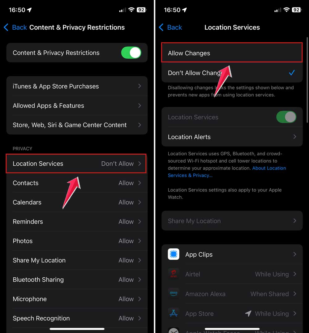 click on loacation services and set it to allow in settings in iphone