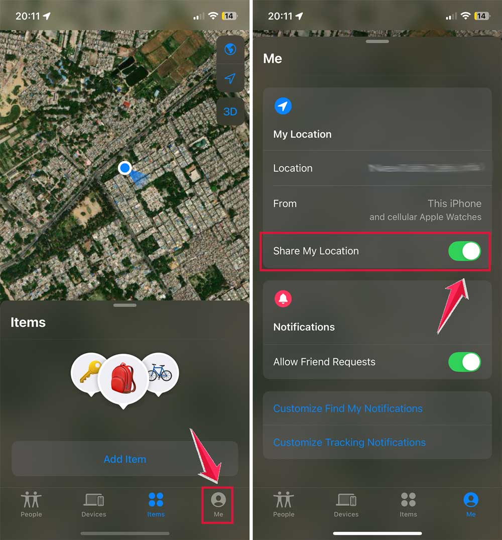 click on me then turn off share my location