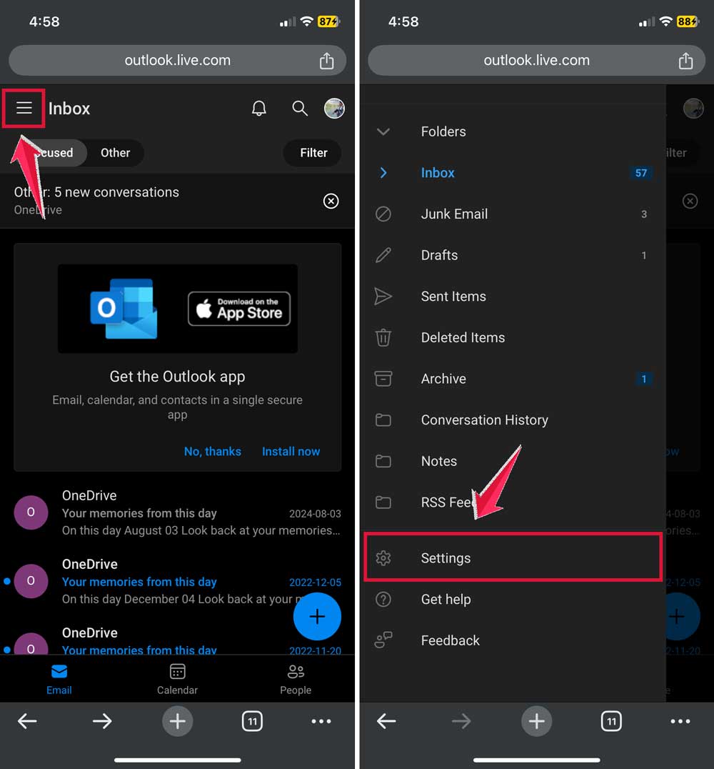 click on menu then tap on settings