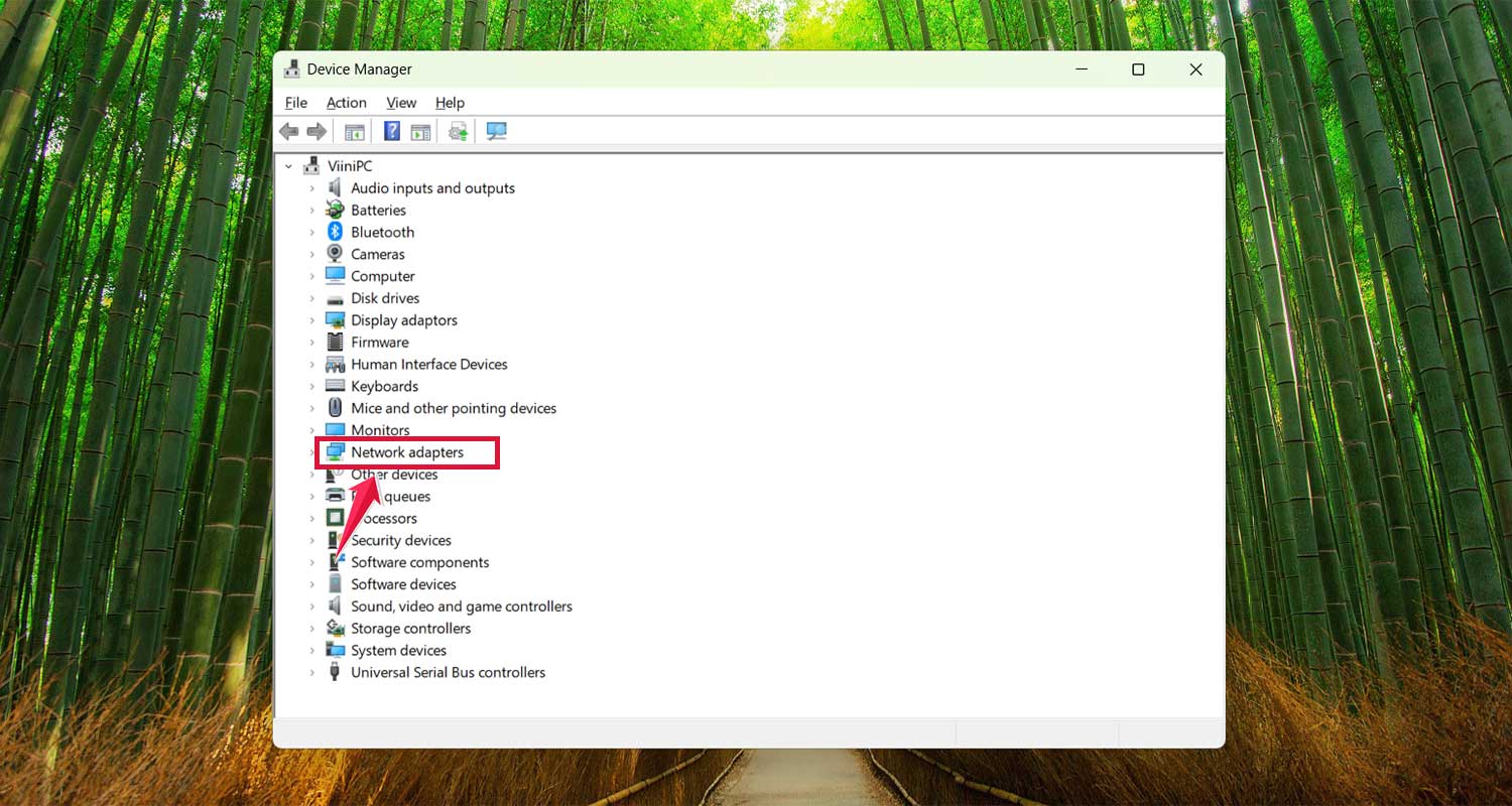 click on network adapters window pc