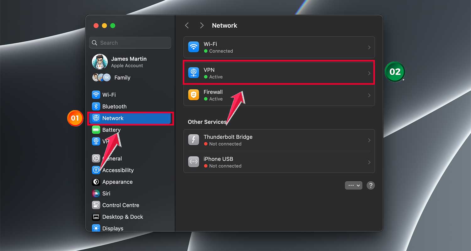 click on network then click on vpnm