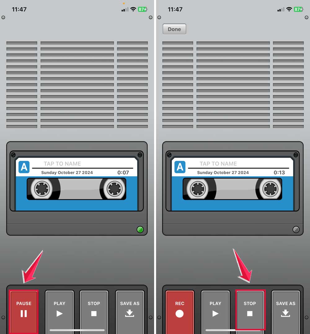 click on pause button then tap on stop button