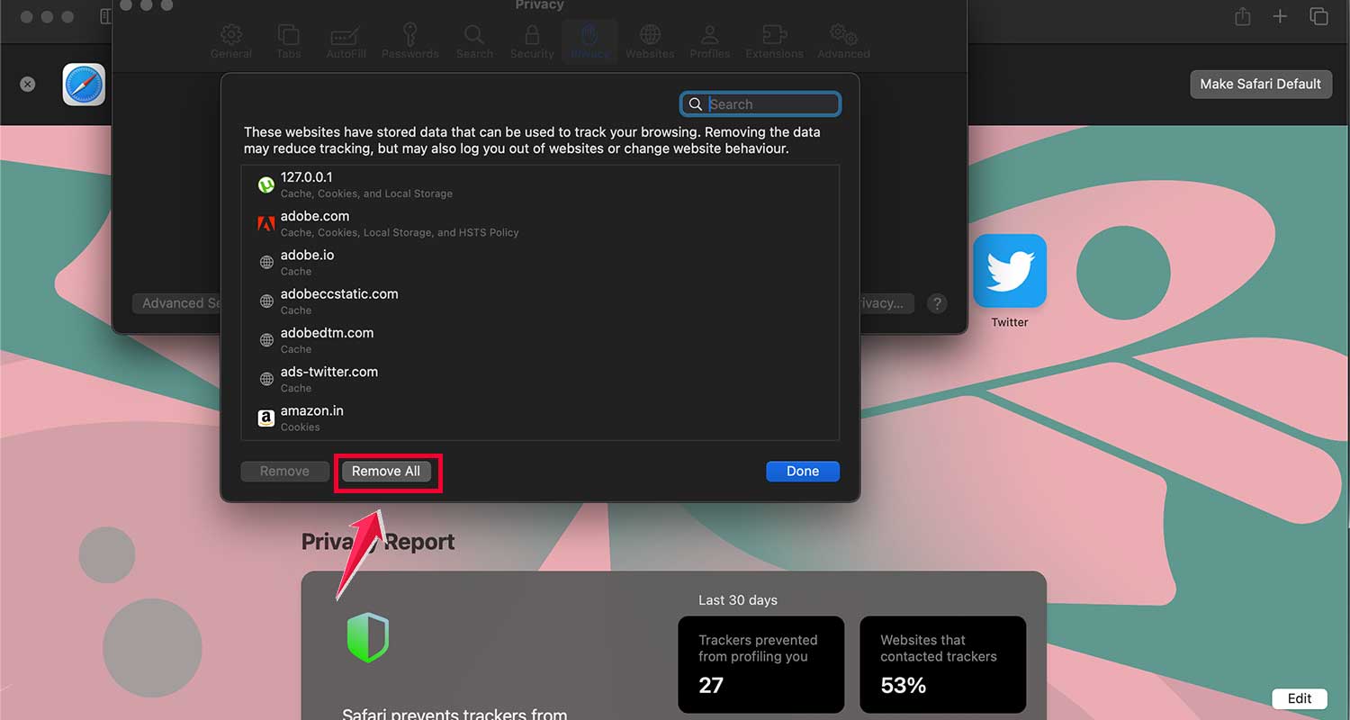 click on remove all safari