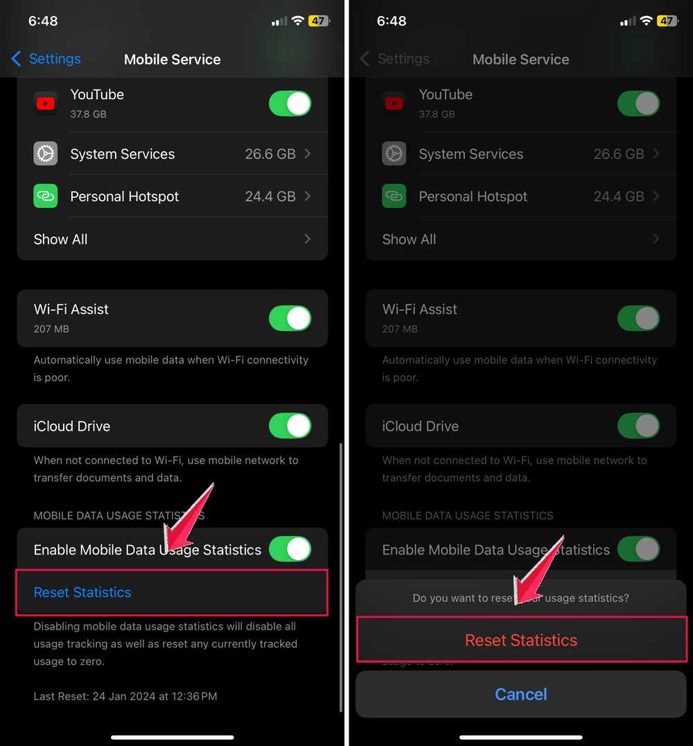 click on reset statistics then confirm to reset statistics