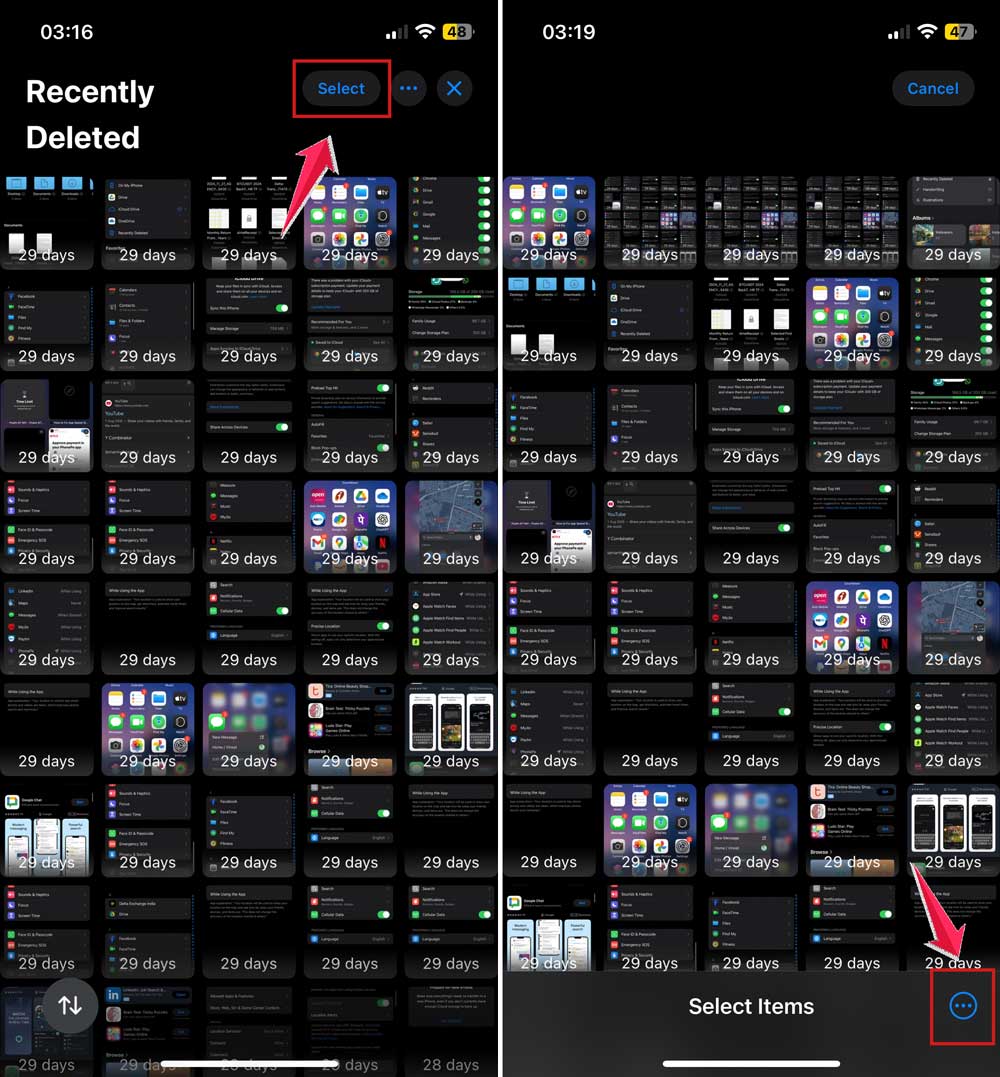click on select and then click on three dots in photos app in iphone click on select and then click on three dots in photos app in iphone