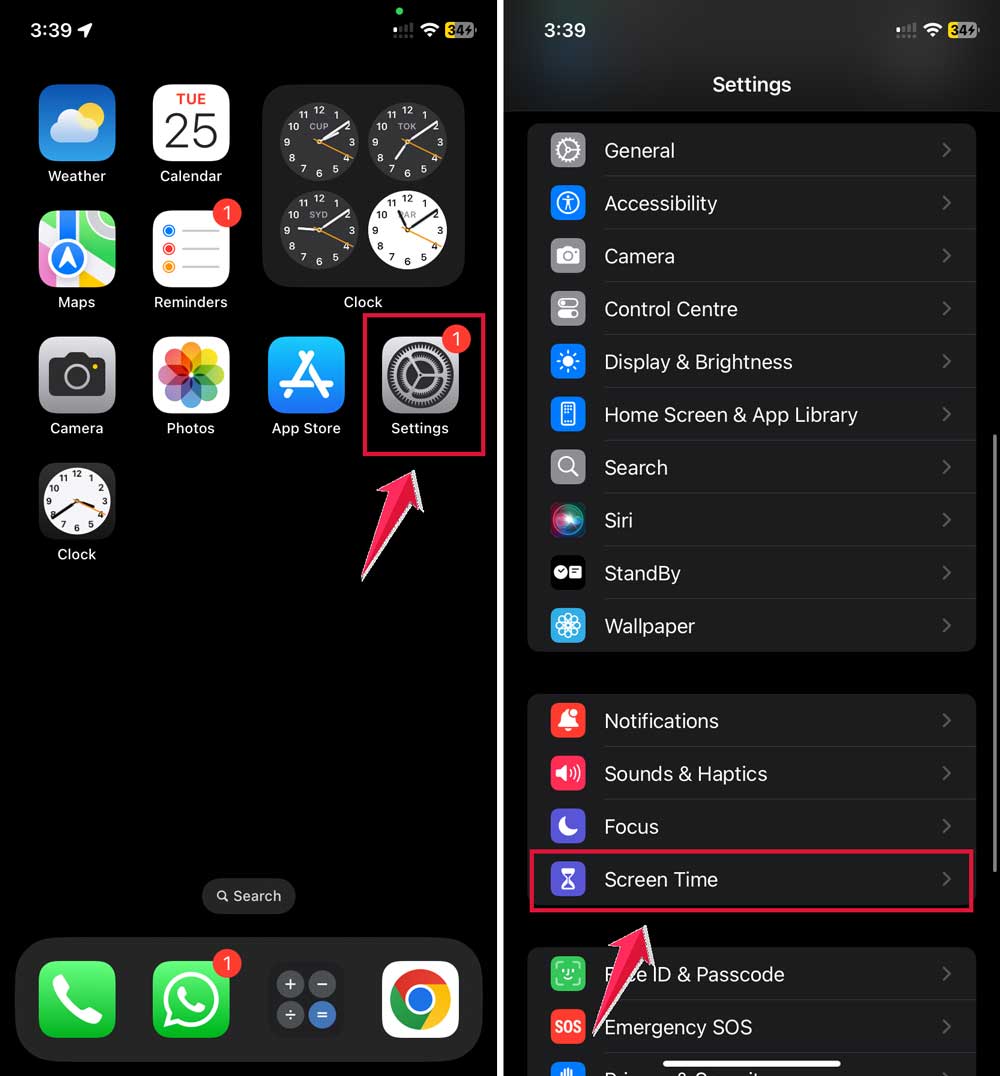 click on settings then tap on screen time xl