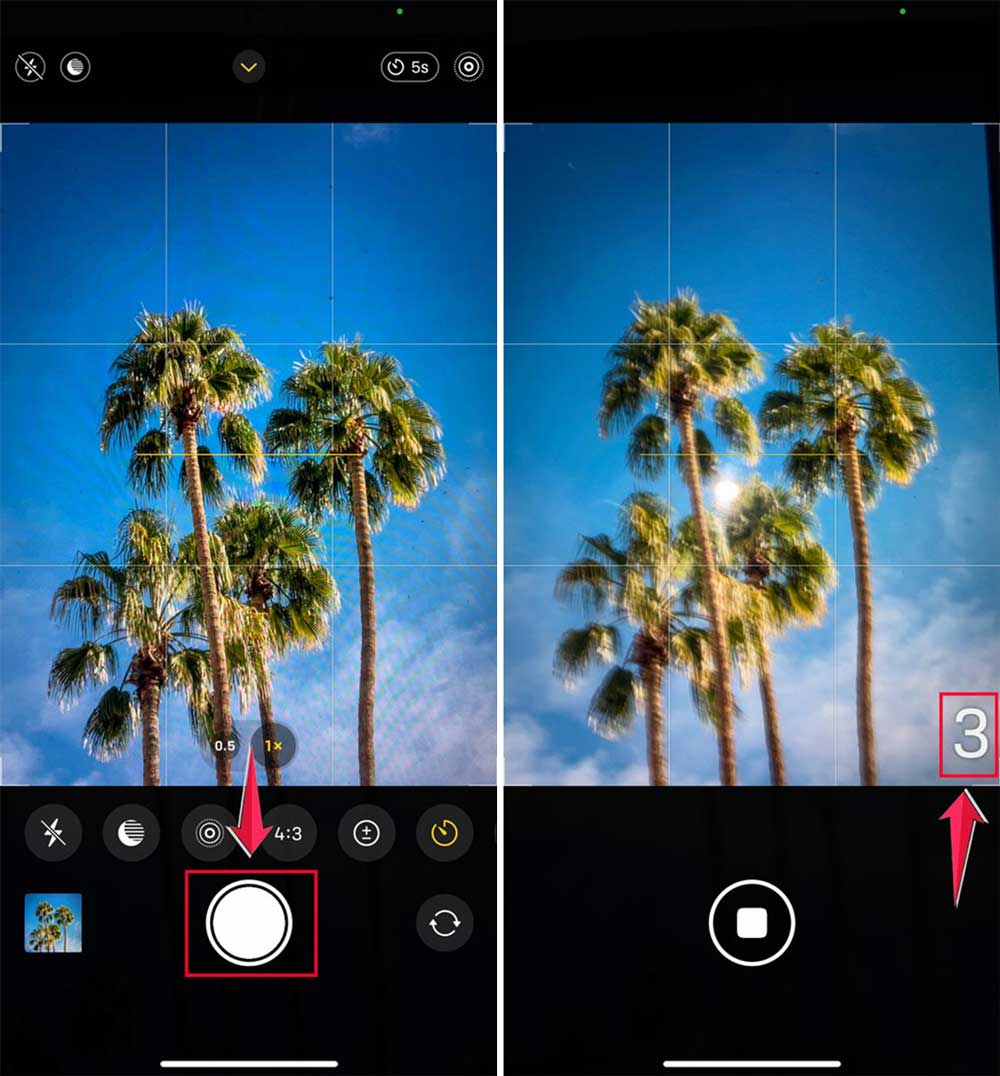 click on shutter button then start countdown