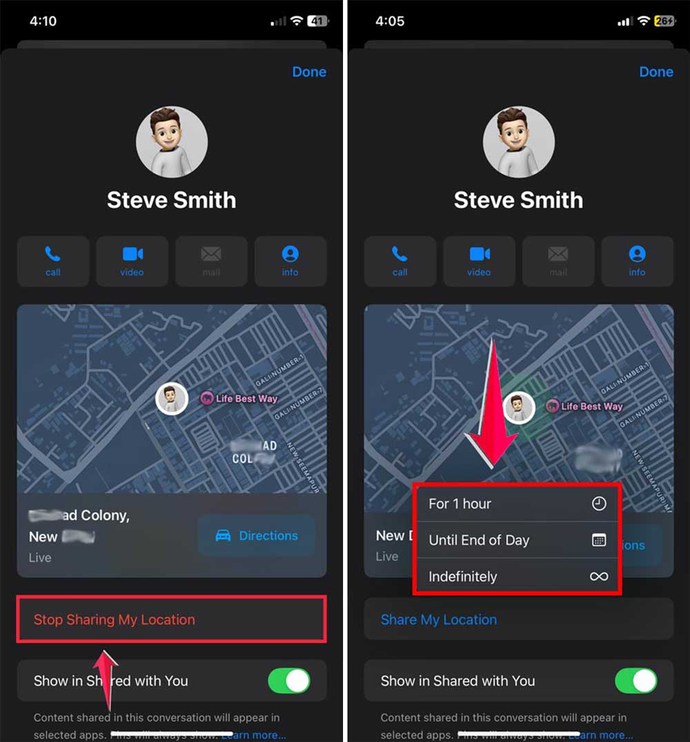 click on stop sharing my location then choose the time