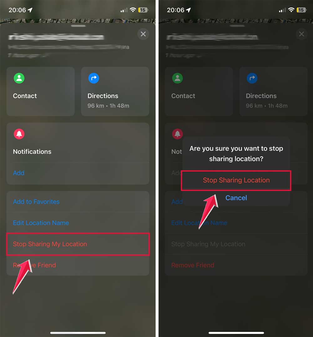 click on stop sharing my location then confirm to stop sharing location