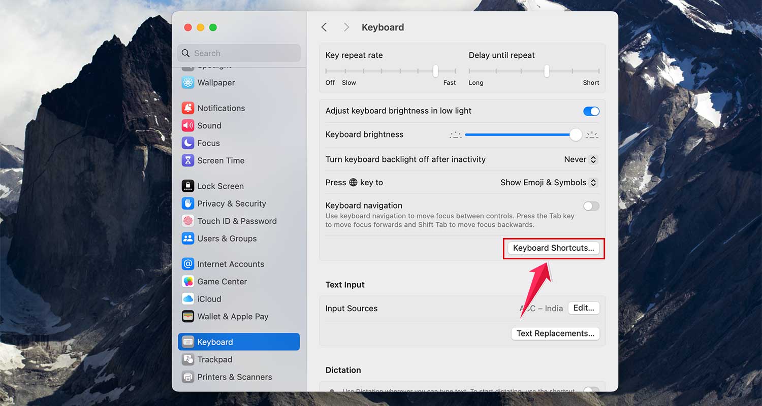 click on the keyboard shortcuts in keyboard settings in mac click on the keyboard shortcuts in keyboard settings in mac