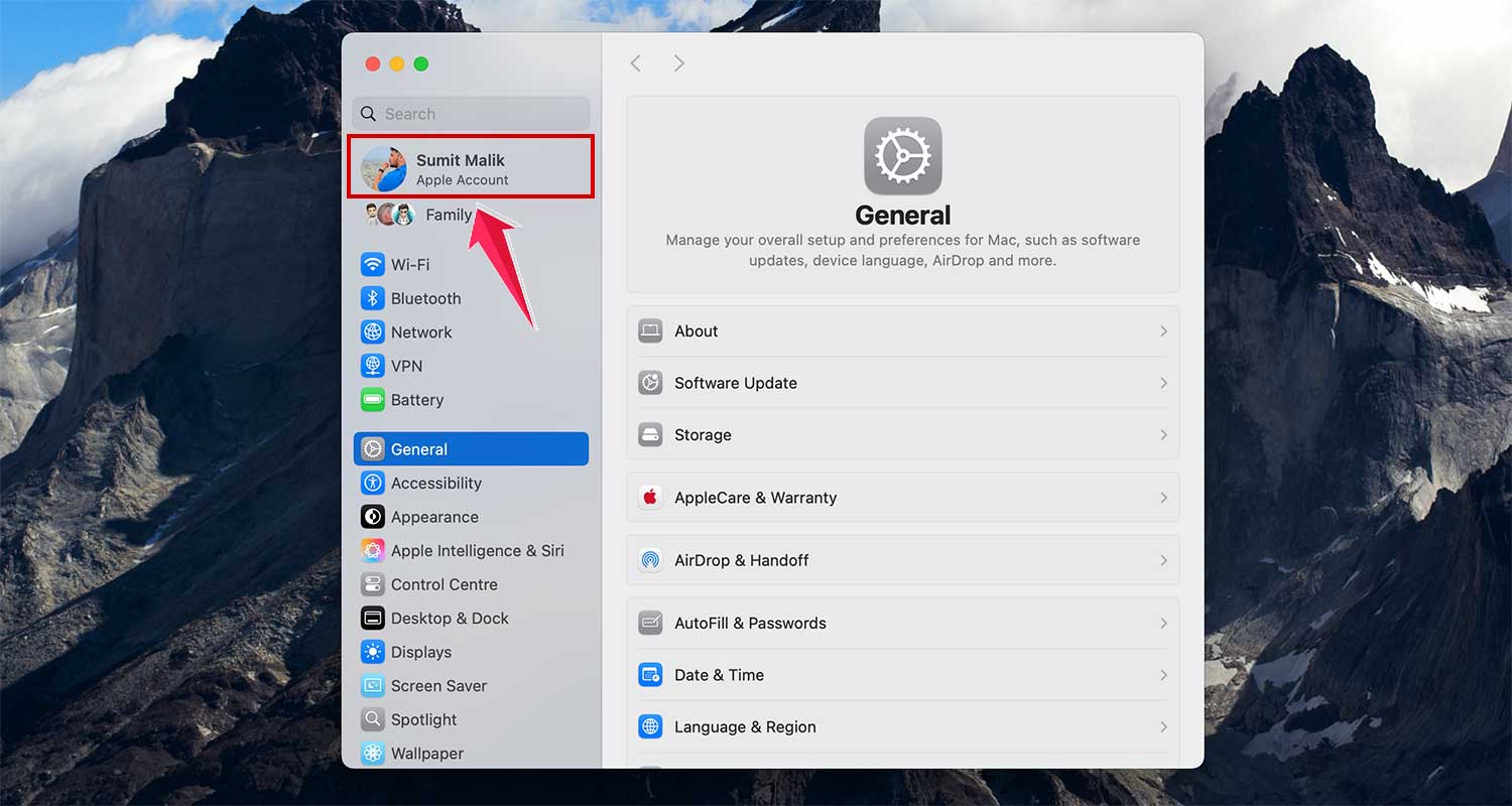 click on the name in system settings in mac click on the name in system settings in mac