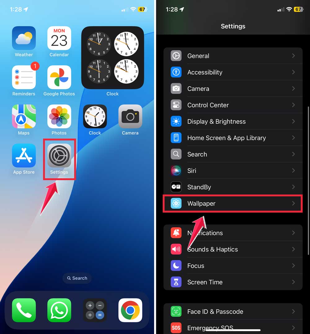 click on the settings then click on wallpaper