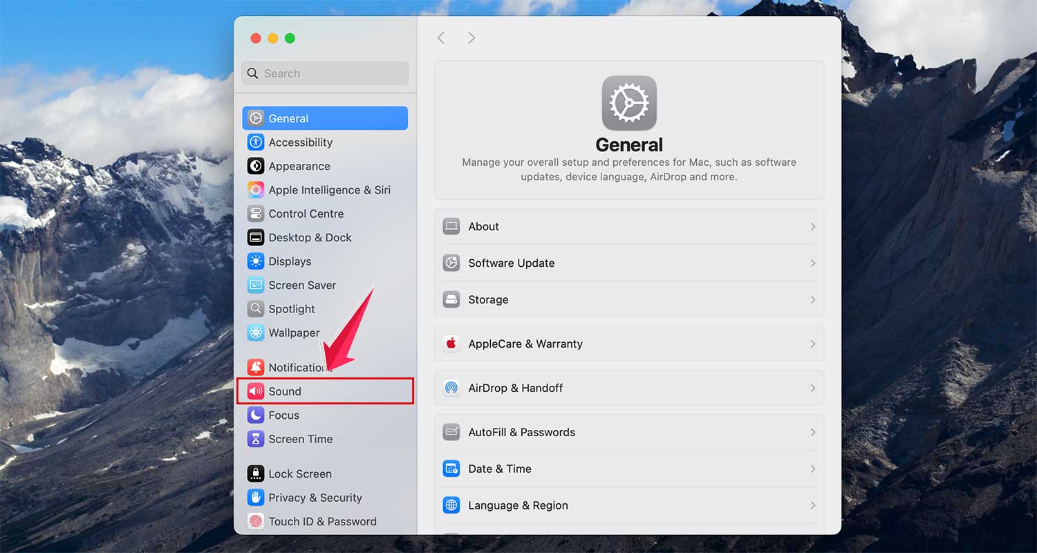 click on the sound in system settings in mac
