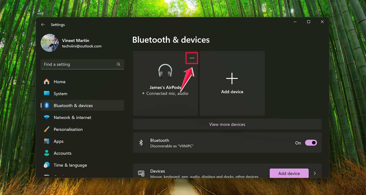 click on three dots bluetooth & device window pc