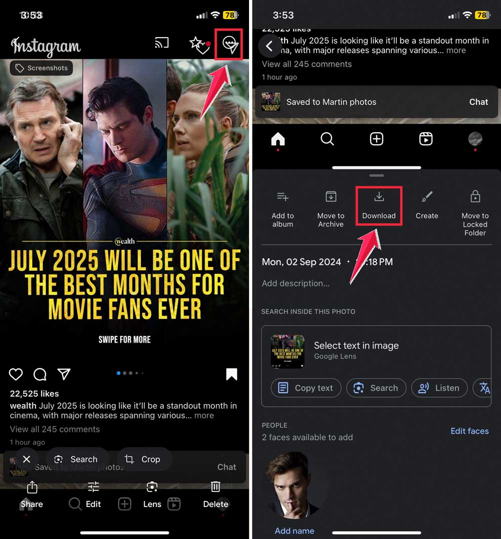click on three dots then click on download