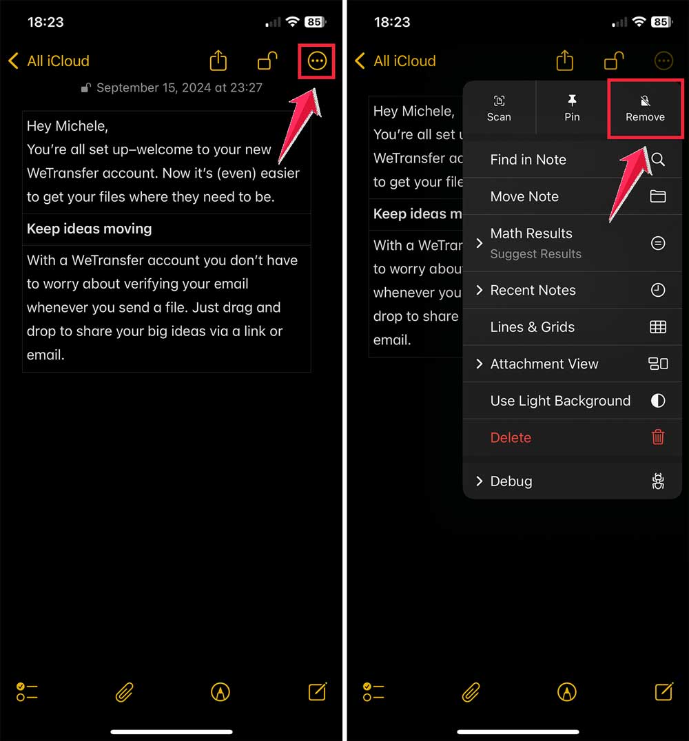 click on three dots then click on remove lock