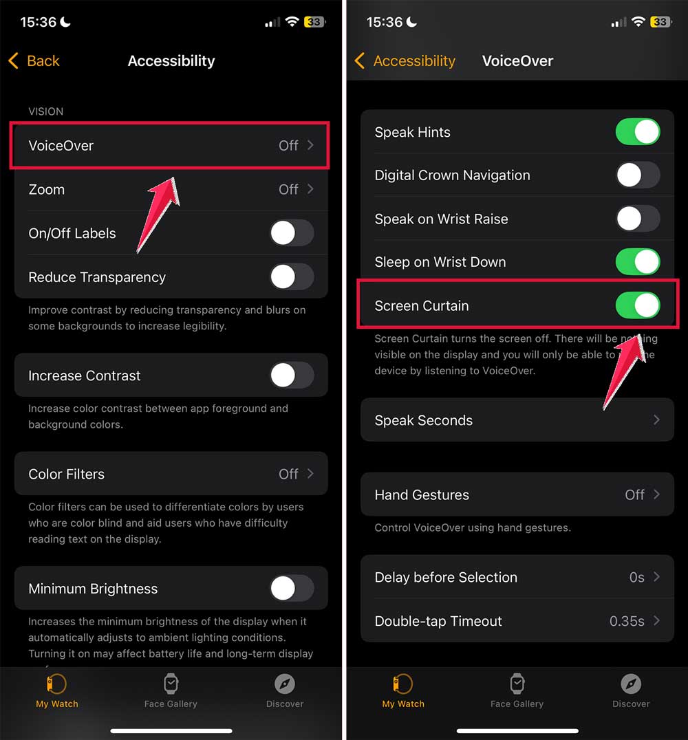 Click on VoiceOver and turn Screen Curtain off