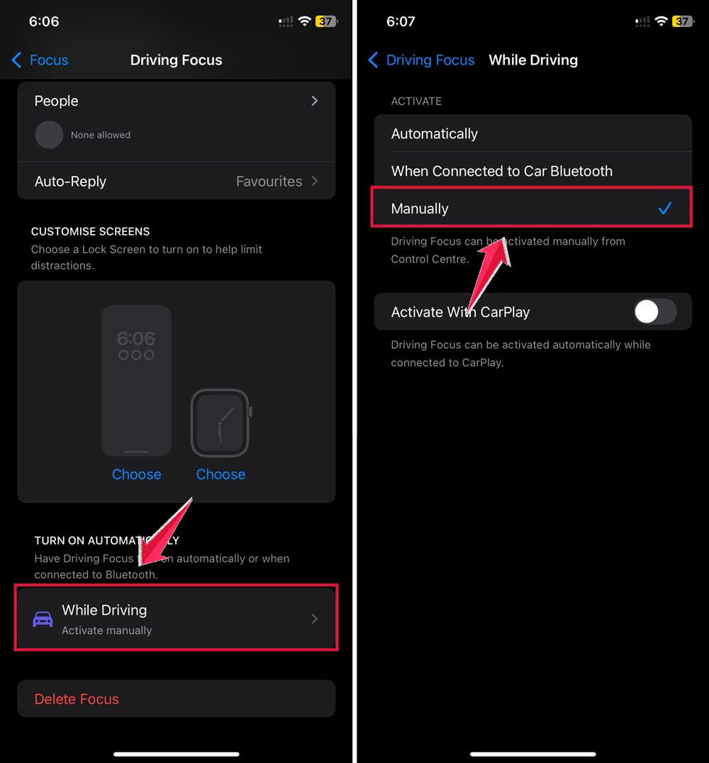 click on while driving then switch to manually