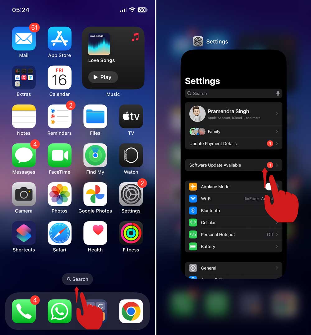 close settings app in iphone close settings app in iphone
