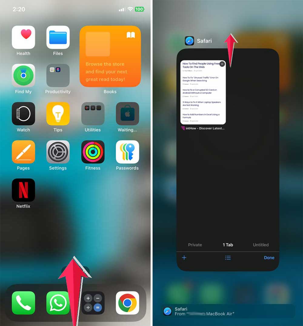 close the safari apps
