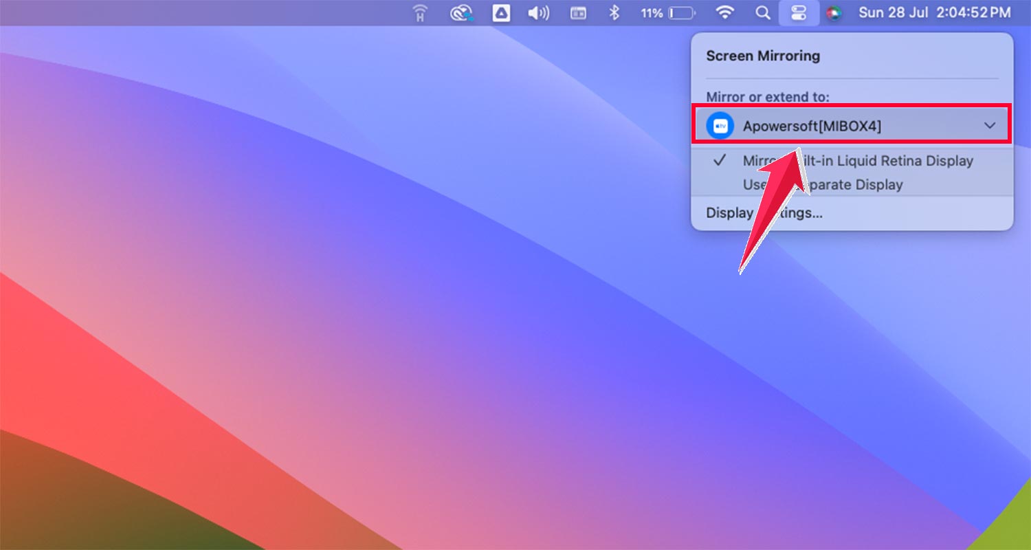 disconnect the airplay screen mac