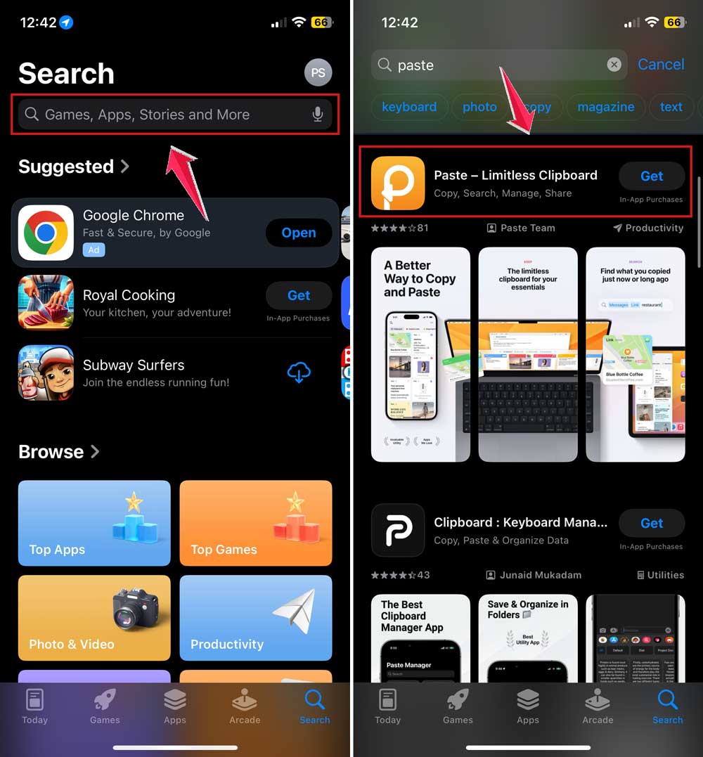 download paste app in iphone