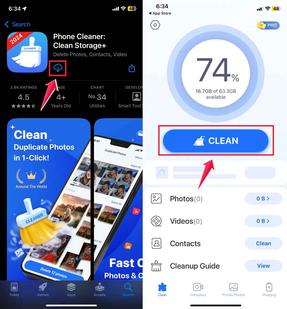 download phone cleaner clean storage then clean