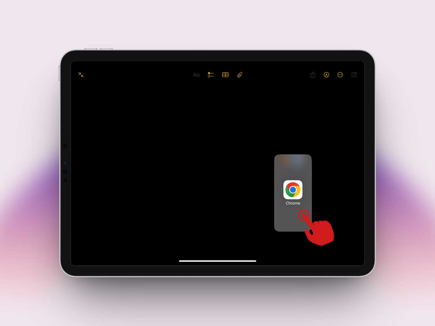 drag left or right app over another in ipad