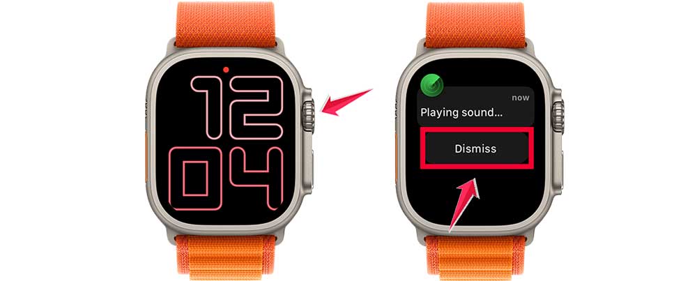 find the watch then click on dismiss