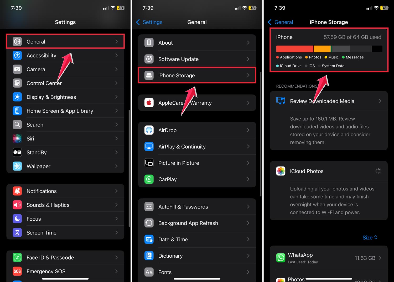 general then tap iphone storage and click on iphone