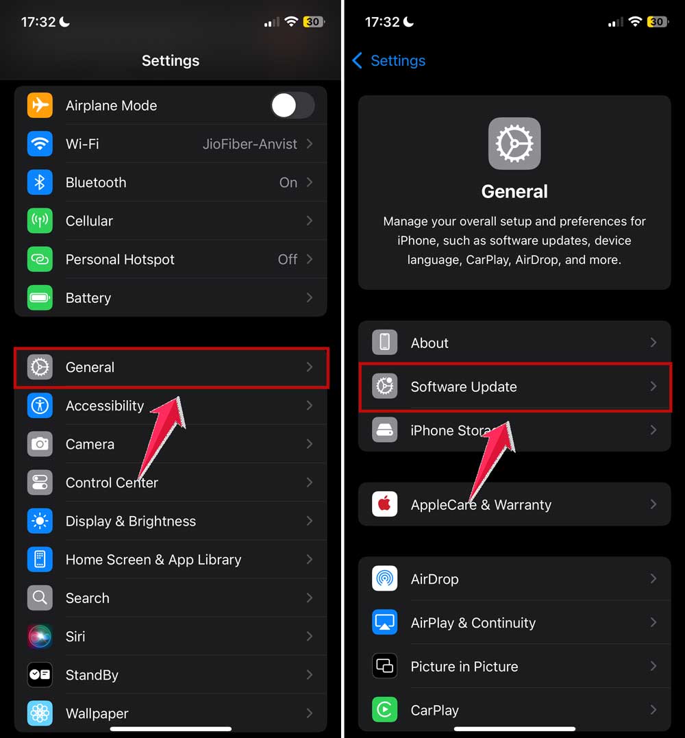 go to general and then click on software update in settings in iphone