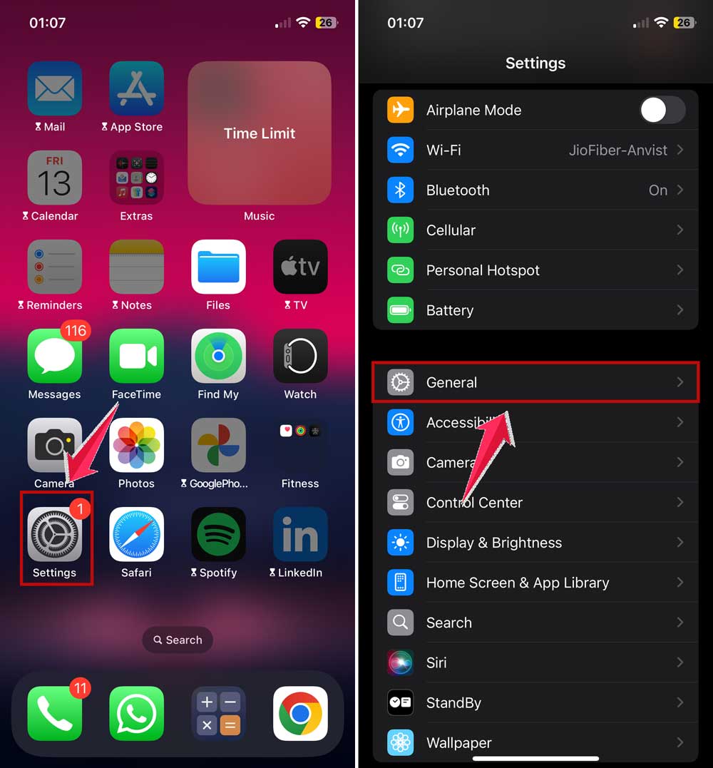 go to general in iphone settings